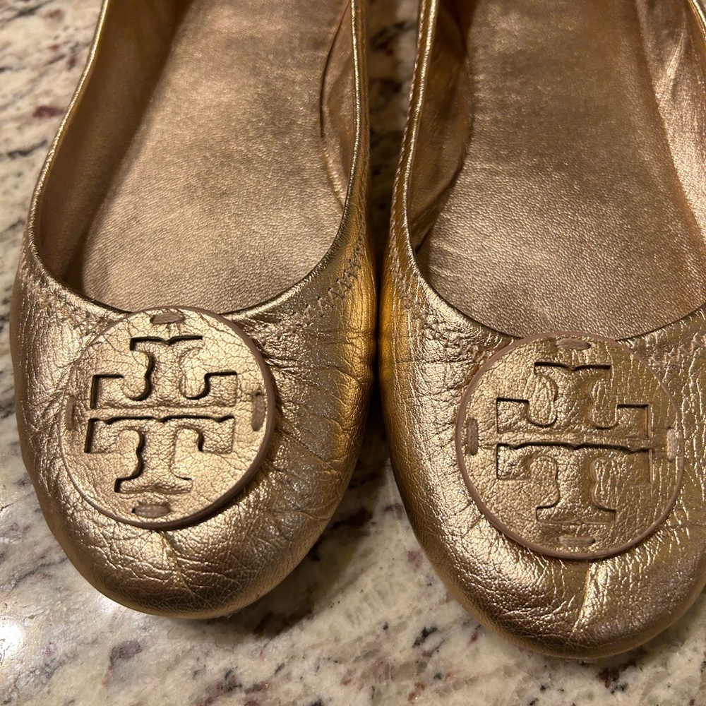 Rose Gold Tory Burch Flats-AUTHENTIC